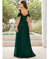 Vestido Longo Festa Chiffon Decote V Fenda Lateral Elegante | Biela